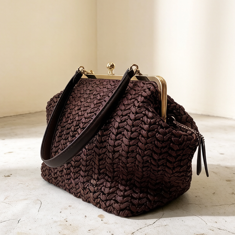 Women Bags 2026 Trends - Hand-Woven Kisslock Frame Shoulder Raffia Beach