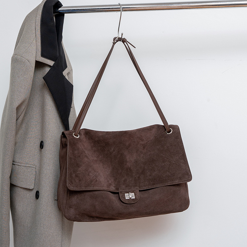 Women'S Tote Bags For Work - Genuine Suede Leather Underarm Shoulder Bag