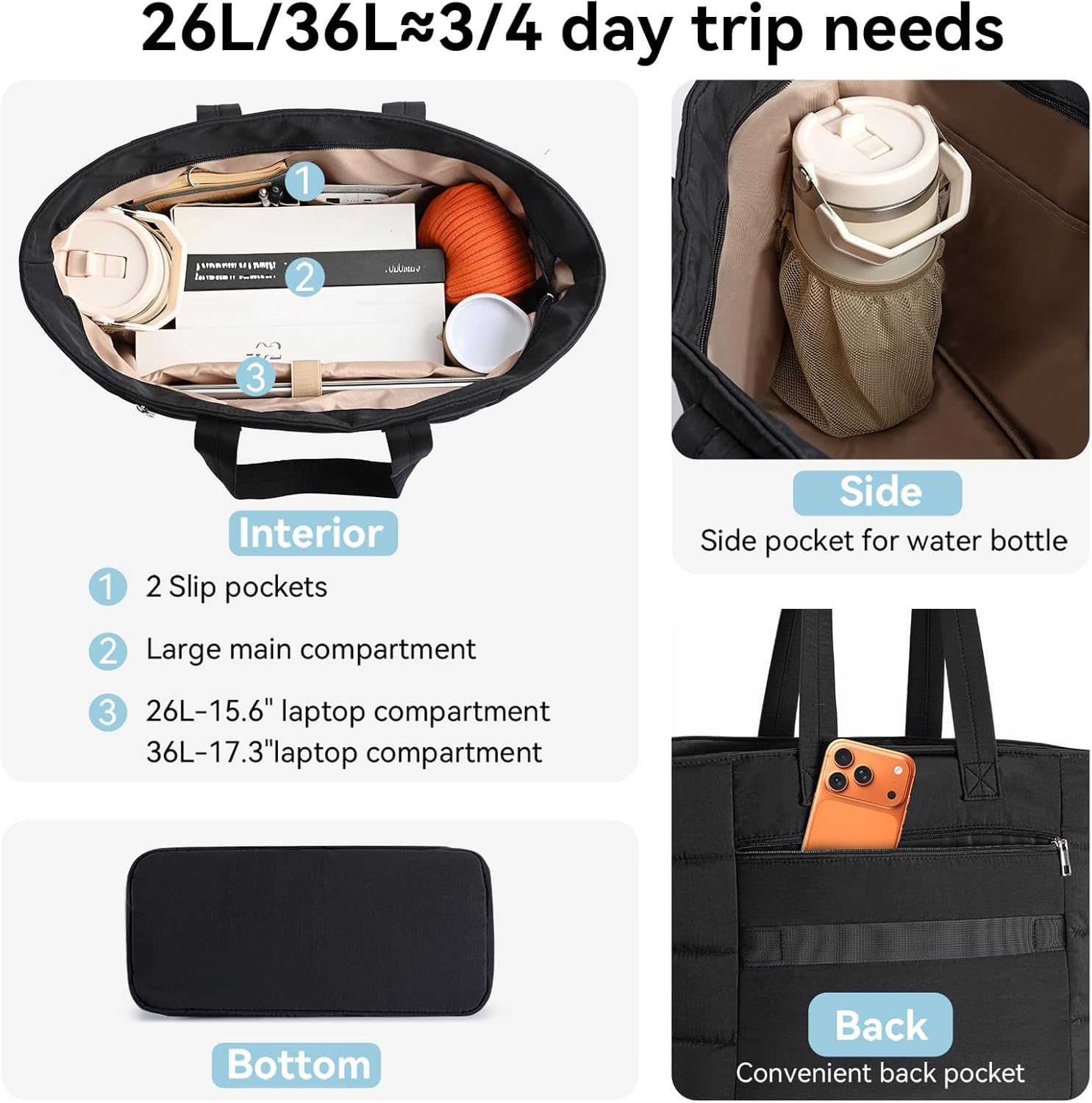 Puffer Tote Bag for Women, Lig - Women Bags Work recension och pris