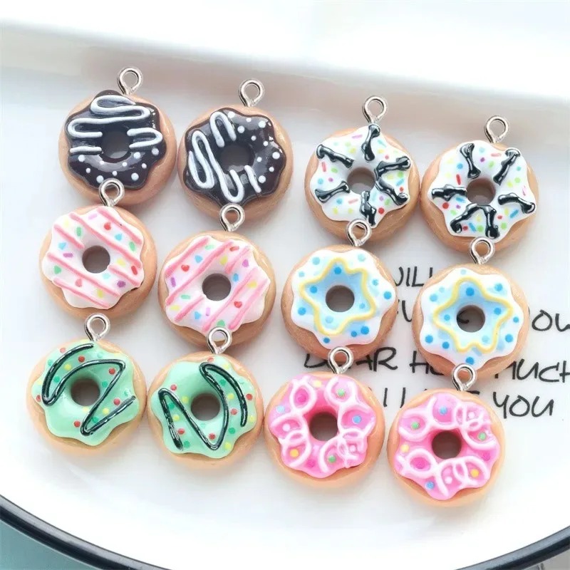 10Pcs Resin Donut Charms Color - Women Bags Mini recension och pris