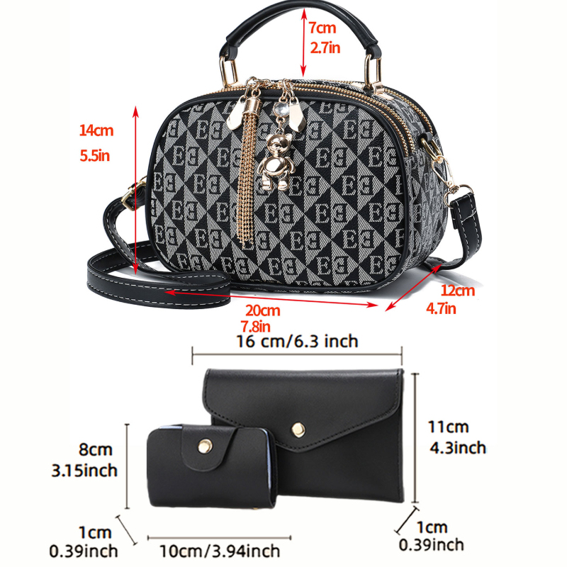 3-piece letter print mini roun - Women Bags Mini recension och pris