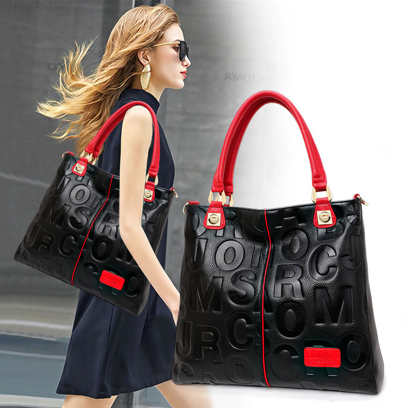Genuine Cowhide Embossed Lette - Women Bags Work recension och pris