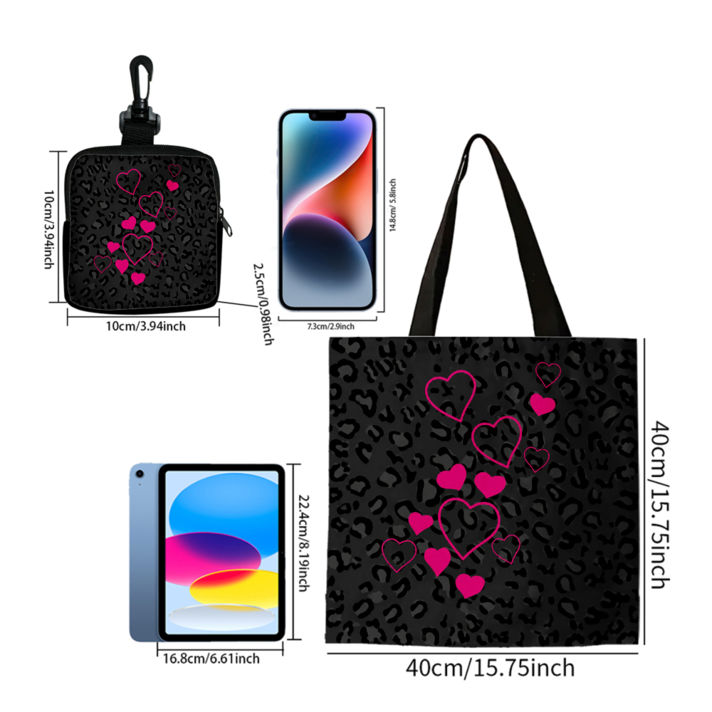 Black Leopard Print Pink Heart - Women Bags For Gift recension och pris